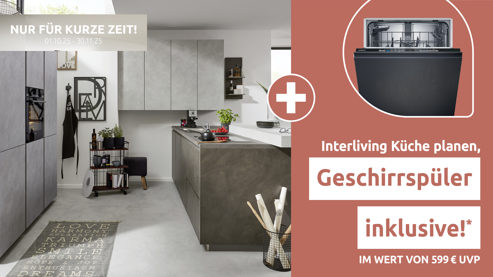 Einbauküche Interliving aus Holz in Schwarz Interliving Küche Serie 3035 mit AEG Einbaugeräten Schwarz & Quarzgrau – zweizeilig