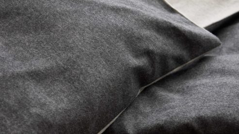 Bettwäsche-Set Interliving aus Stoff in Anthrazit Interliving Bettwäsche Serie 9118 - Biberbettwäsche Anthrazit & Hellgrau - ca. 80 x 80 cm und 150 x 200 cm