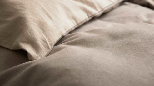 Bettwäsche-Set Interliving aus Stoff in Beige Interliving Bettwäsche Serie 9118 - Biberbettwäsche mit zwei Kopfkissenbezügen Creme & Cappuccino - ca. 60 x 80 cm und ca. 155 x 220 cm