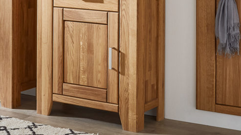 Kombikommode WOODS & TRENDS aus Holz in Holzfarben WOODS & TRENDS Programm Loft - Schuhkommode Eiche natur - eine Tür, zwei Schubladen, Breite ca.  80 cm