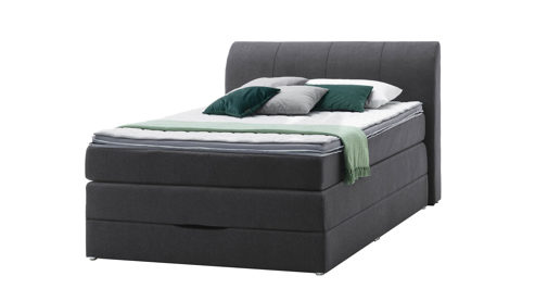Boxspringbett Sun garden | 162739 aus Stoff in Anthrazit Boxspringbett Modesto anthrazitfarbenes Flachgewebe MT50379-700 – Liegefläche ca. 140 x 200 cm