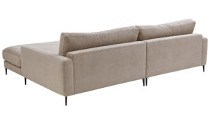 Ecksofa SOFAkultur aus Stoff in Beige SOFAkultur Programm SK 711 - Ecksofa sandfarbener Feincord & schwarze Metallfüße - Stellfläche ca. 272 x 190 cm