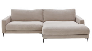 Ecksofa SOFAkultur aus Stoff in Beige SOFAkultur Programm SK 711 - Ecksofa sandfarbener Feincord & schwarze Metallfüße - Stellfläche ca. 272 x 190 cm