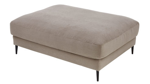 Polsterhocker SOFAkultur aus Stoff in Beige SOFAkultur Programm SK 711 - XXL-Polsterhocker sandfarbener Feincord & schwarze Metallfüße - ca. 90 x 120 cm