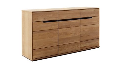 Sideboard Mca direkt aus Holz in Holzfarben Wohnprogramm Araya - Sideboard Wildeiche - drei Türen, drei Schubladen, Breite ca. 153 cm