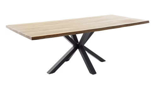Esstisch Mca direkt aus Holz in Holzfarben Esstisch-Serie Deba Wildeiche & schwarzes Spider-Metallgestell, Baumkante - ca. 180 x 100 cm