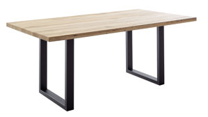 Esstisch Mca direkt aus Holz in Holzfarben Esstisch-Serie Deba Wildeiche & schwarzes U-Metallgestell, gerade Kante - ca. 200 x 100 cm