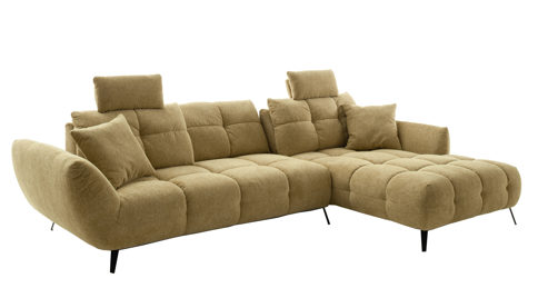 Ecksofa Nova via aus Stoff in Gelb Sofa Serie Chiara - Ecksofa gelber Bezug - Stellfläche ca. 318 x 217 cm