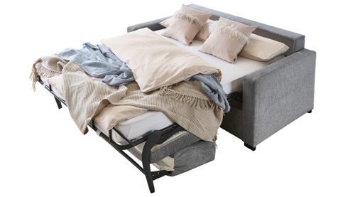 Schlafsofa Restyl aus Stoff in Grau Schlafsofa Molly Comfort mit Faltbettfunktion grauer Chenillebezug 2-6989 - Liegefläche ca. 130 x 200 cm